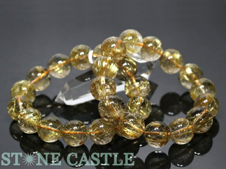 ★百貨店大売り出し★☆高品質☆【腕輪】極太タイチンルチルクォーツ (6A) (約15～15.5粍) (容れもの付) 【力強さ石ころ 天然石 付属物 レディース メンズ】