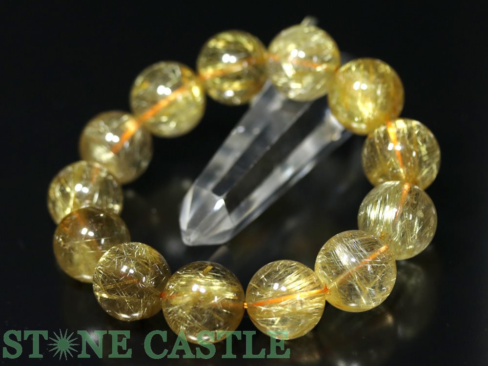 ☆一点物☆【ブレスレット】極太タイチンルチルクォーツ (6A) No.06 (約17～17.5mm) (ケース付)※DM便・ネコポス不可※【パワーストーン 天然石 アクセサリー レディース メンズ】