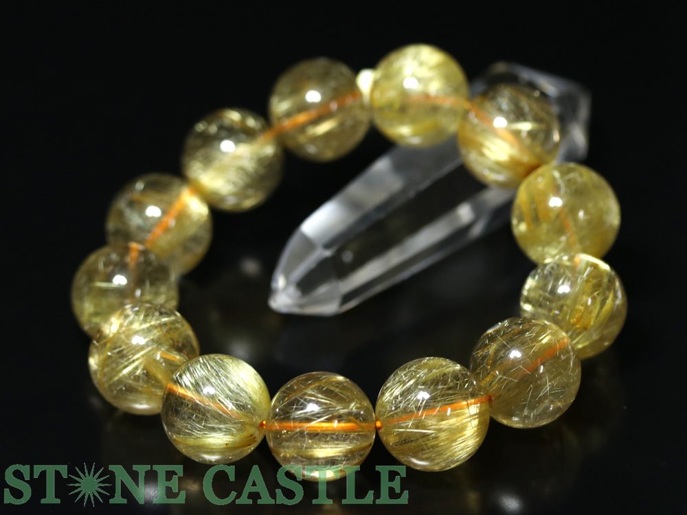 ☆一点物☆【ブレスレット】極太タイチンルチルクォーツ (6A) No.07 (約17～17.5mm) (ケース付)※DM便・ネコポス不可※【パワーストーン 天然石 アクセサリー レディース メンズ】