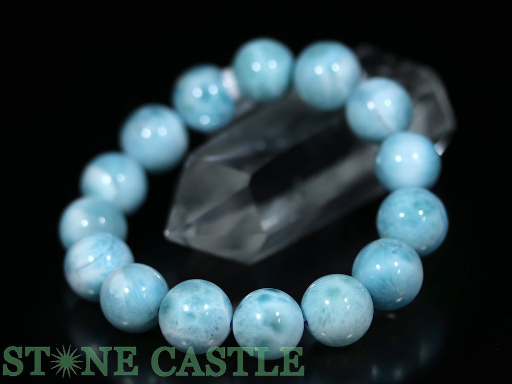 ☆一点物☆【ブレスレット】ラリマー (6A) (約14～14.5mm) No.02 (ケース付)【パワーストーン 天然石 アクセサリー レディース メンズ】