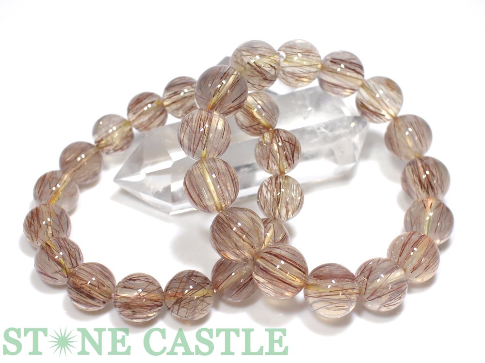 ☆高品質☆【ブレスレット】山梨水晶 (ピンク) (約13.5～14mm) (ケース付)【パワーストーン 天然石 アクセサリー レディース メンズ】