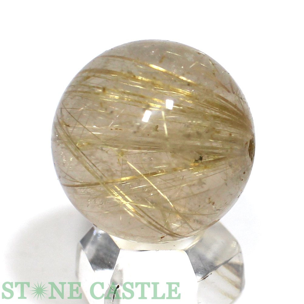 ☆一点物☆【丸ビーズ】極太タイチンルチルクォーツ (6A) 約20mm [1粒売り] No.09 ※5の付く日セール※【パワーストーン 天然石 アクセサリー 粒売り】