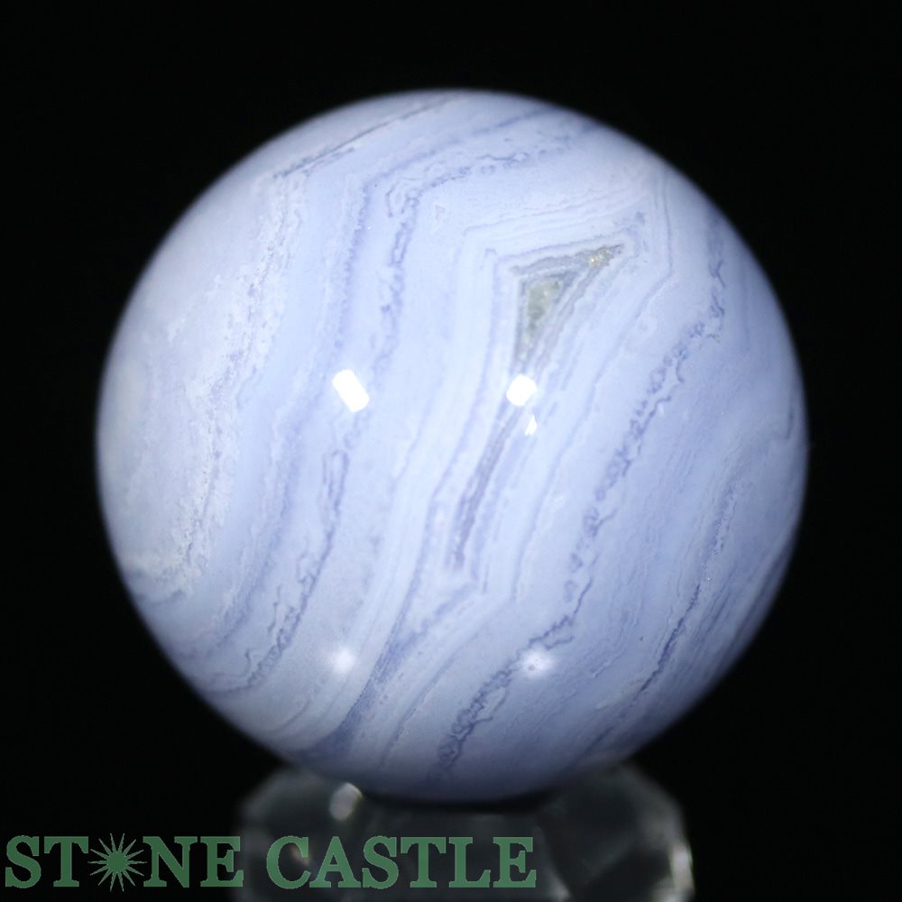 ☆一点物☆【置き石】丸玉 ブルーレースメノウ 約30mm No.48【パワーストーン 天然石 アクセサリー】
