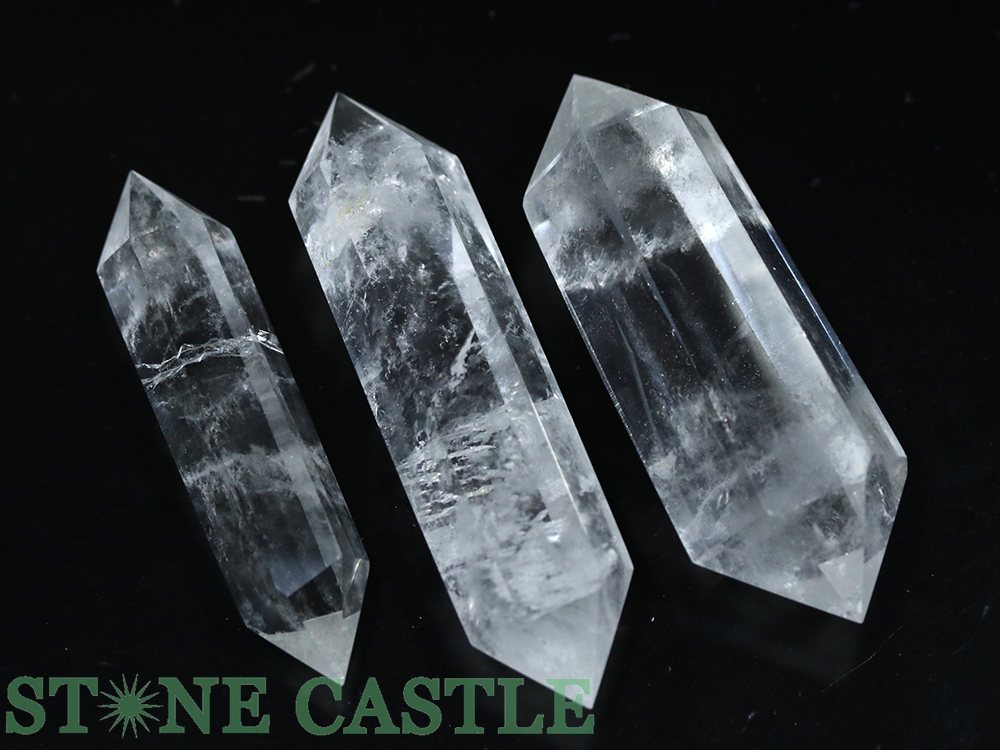 ☆一点物☆【置き石】ダブルポイント型 水晶 (EX) (3本セット) No.47【パワーストーン 天然石 アクセサリー レディース メンズ】