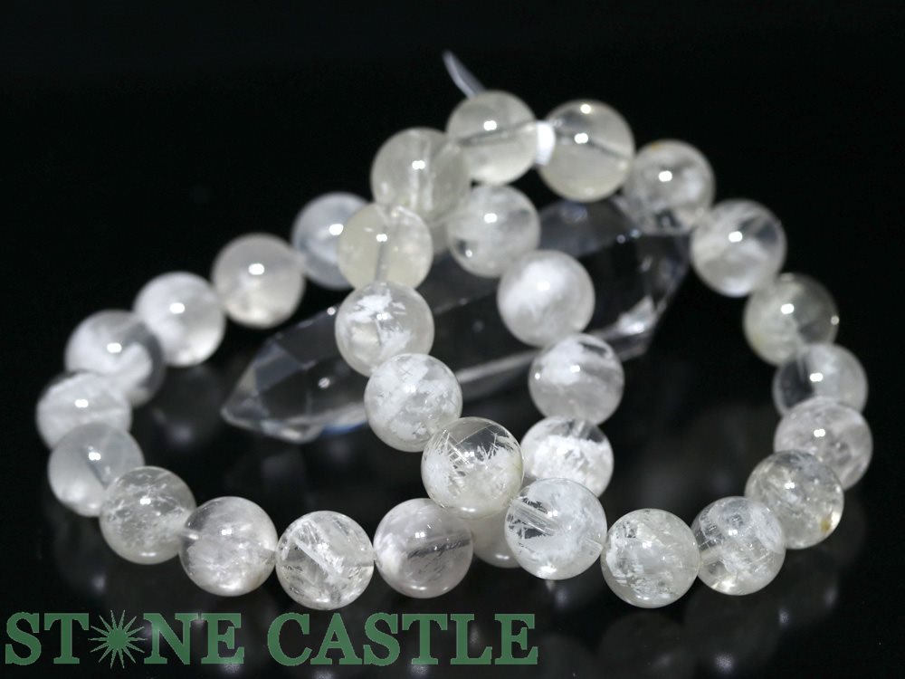 ☆高品質☆【ブレスレット】ホワイトスノーガーデンクォーツ (約13～13.5mm)【パワーストーン 天然石 アクセサリー レディース メンズ】