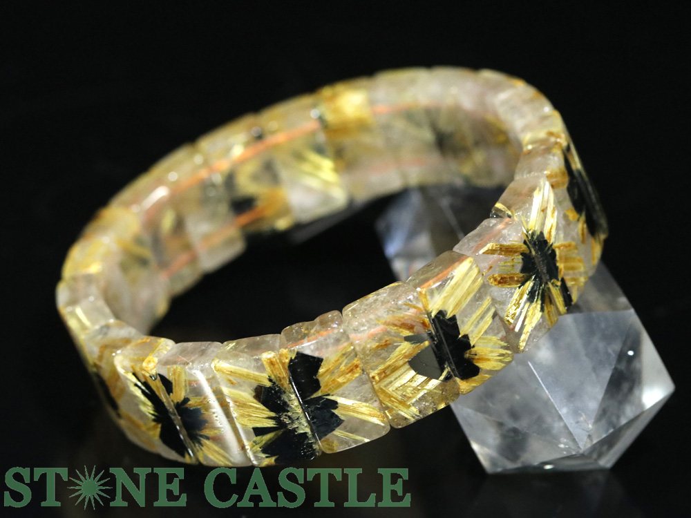 ☆一点物☆【ブレスレット】ビクトリー極太太陽タイチンルチル (5A) バングル No.09 約17x10x6mm (ケース付)【パワーストーン 天然石 アクセサリー レディース メンズ】｜パワーストーン 石流通センター