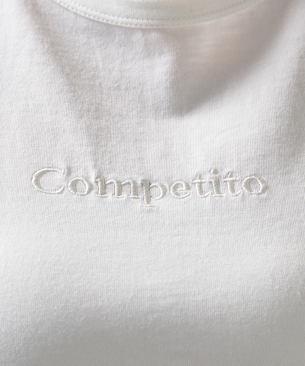【Competito】刺繍ロゴTシャツSコンプティート小さいサイズコンプチ小柄Sサイズcompetitoカットソートップ服レディースXSSSS小さい服可愛いスモールサイズ