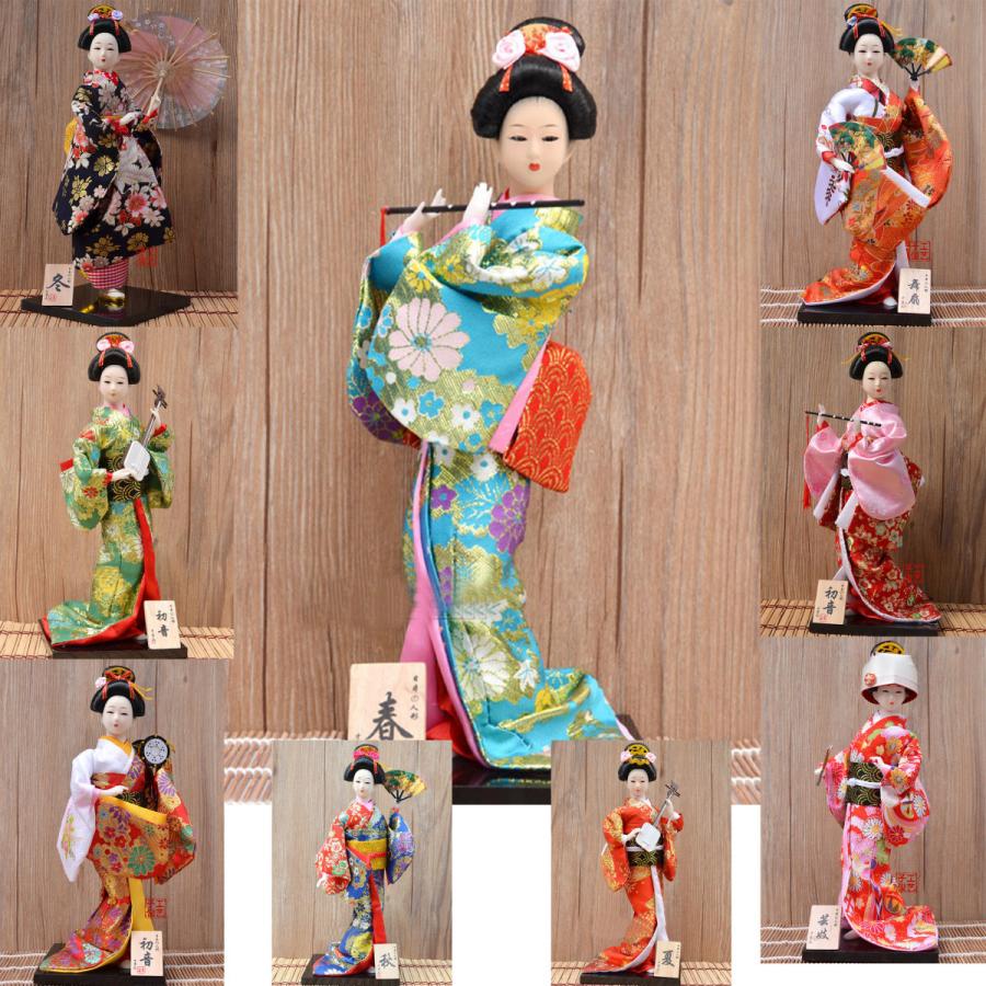 舞踊・舞妓 和服人形 着物人形 日本人形 芸妓フィギュア 12インチ(30cm) 日本のお土産 外国人へのプレセント ピンク 60種類の型 卓上置物  | コンプリート屋