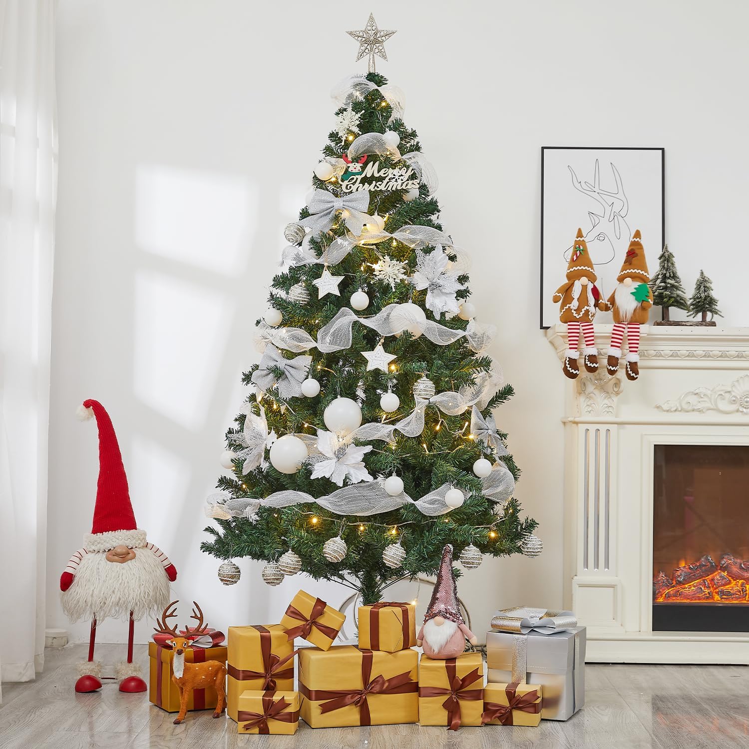 クリスマスツリー 150cm 180cm 210cm christmas tree クリスマスツリーセッ 高濃密度 枝数450本 10mLED飾りライト付き 7Mリボン付き クリスマスオーナメント 組立簡単 クリスマス飾り プレゼント おしゃれ 北欧風 高級 豪華 装飾 クリスマスグッズ 屋内 屋外 商店 部屋｜コンプリート屋