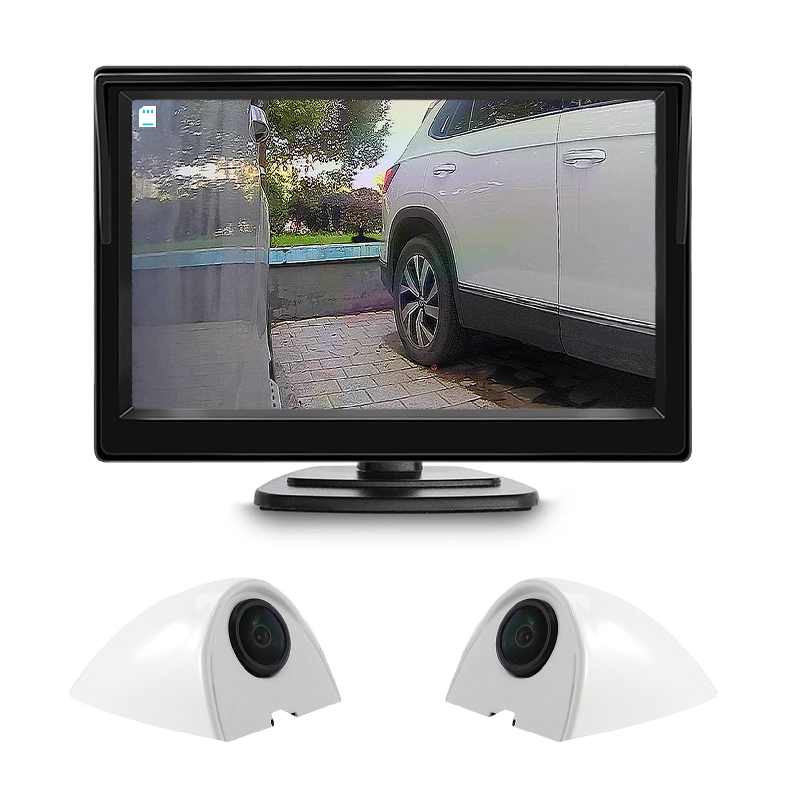 Antion 5インチモニター 2個サイドカメラセット AHD1080P IPS液晶モニター ドアミラー死角確認 リアルタイム監視 録画機能あり 車載カメラ 200万画素 最低照度0.01Lux 暗視機能搭載 防水防塵 穴あけ不要 運転支援システム 配線簡単 12V 日本語説明書付き|コンプリート屋