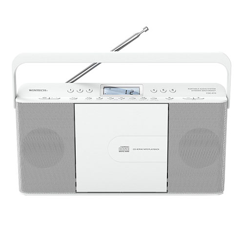 ＷＩＮＴＥＣＨ WINTECH CDクロックラジオ スリムデザイン AC電源/乾電池式 ホワイト(CDC-810-W) 取り寄せ商品