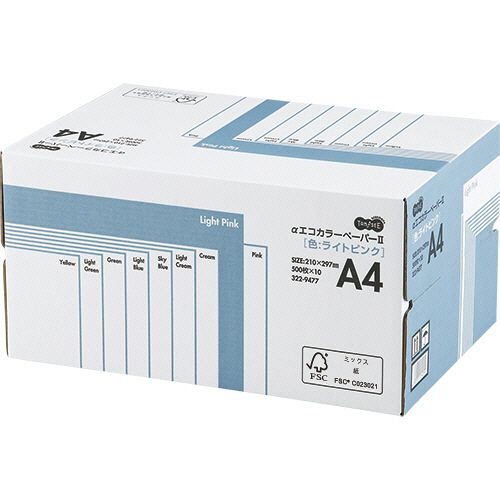 TPS αエコカラーペーパーII A4 ライトピンク 業務用パック 1箱(5000枚:500枚×10冊)(AECLPA4-BX) 目安在庫\u003d○