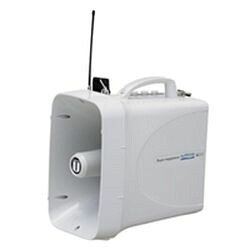 ユニペックス 防滴スーパーワイヤレスメガホン ホイッスル付 シルバーグレー(TWB-300) 取り寄せ商品|コンプモト 店