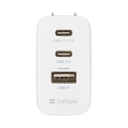 SoftBank SELECTION USB PD-PPS対応 GaN 65W 3ポート 急速充電 USB ACアダプタ(SB-AC23-2C1A) 取り寄せ商品
