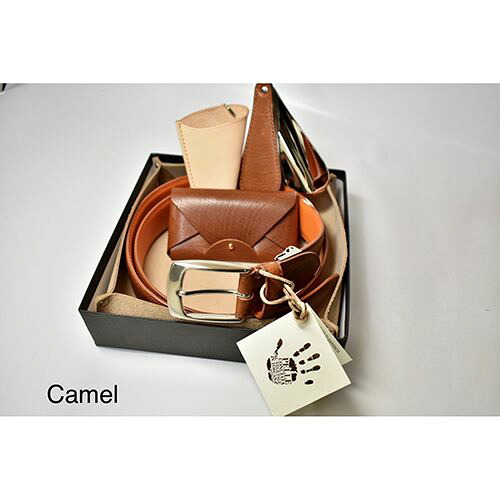 長沢ベルト工業 イタリアンオイルレザーギフト向け3点セット CAMEL(SS001-CM) 取り寄せ商品|コンプモト 店