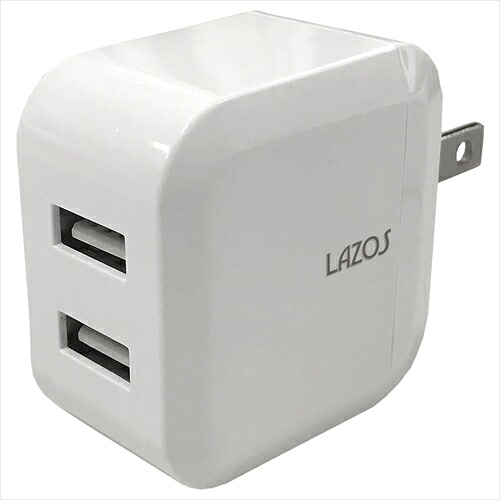 Lazos 20個セット AC充電器　2口3.4A　ホワイト(L-3.4ACX20) 取り寄せ商品｜コンプモト　店