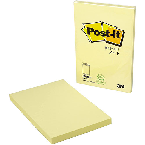 ３Ｍ 【10個セット】 Post-it ポストイット 再生紙ノート 150×100 イエロー(3M-659RP-YX10) 取り寄せ商品