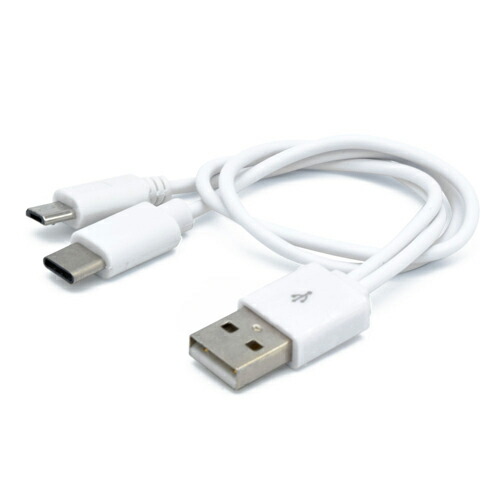 日本トラストテクノロジー 【10個セット】 microUSB&TypeC 2台同時充電対応ケーブル (ホワイト)(JSC-010WHX10) 取り寄せ商品