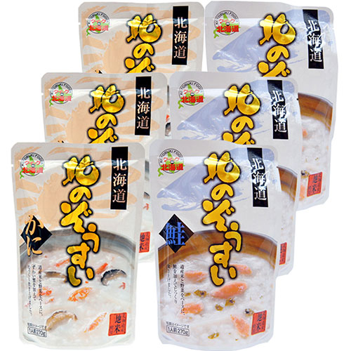 【6セット】 北の雑炊セット(H) 【北の雑炊(かに・鮭)/各270g×3袋】(FUJI-310284666X6) 取り寄せ商品|コンプモト 店