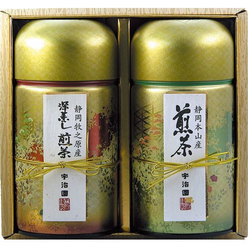 宇治園 【6セット】 産地特選銘茶セット 【静岡本山産煎茶・静岡牧之原産深むし煎茶/各140g】(FUJI-030155620X6) 取り寄せ商品