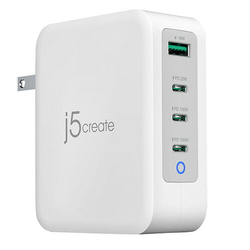 Ｊ５　ＣＲＥＡＴＥ JUP43130 PD130W対応 GaN USB4ポート急速充電器 取り寄せ商品