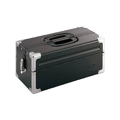 TONE スチール製工具箱 ツールケース（メタル） V形2段式 マットブラック 外形寸法195mm BX322BK(61-2480-93) 取り寄せ商品