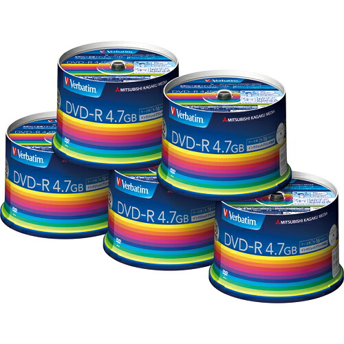 Ｖｅｒｂａｔｉｍ データ用DVD-R 4.7GB 1-16倍速 ホワイトワイド スピンドルケース 1箱(250枚:50枚×5個)(DHR47JP50V3C) 取り寄せ商品