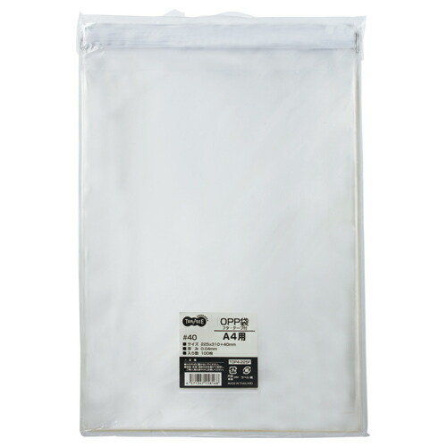 TPS OPP袋フタ・テープ付 A4用 225×310+40mm 1セット(1000枚:100枚×10パック)(4571347158168 x10) 取り寄せ商品