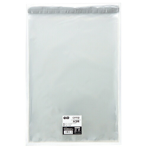 TPS OPP袋 フタ・テープ付 A3用 310x430+40mm 1セット(500枚:100枚x5パック)(4571347166835 x5) 取り寄せ商品