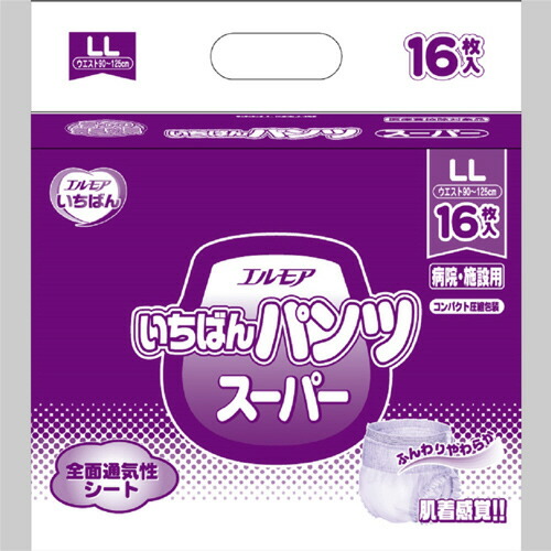 カミ商事 エルモア いちばん パンツ スーパー LL 1セット(96枚:16枚×6パック)(4971633713307 x6) 取り寄せ商品