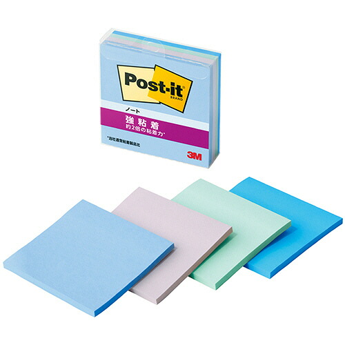 ３Ｍ ポスト・イット 強粘着ノート マルチカラー2 75×75mm 4色 1セット(40冊:4冊×10パック)(4550309343224 x10) 取り寄せ商品