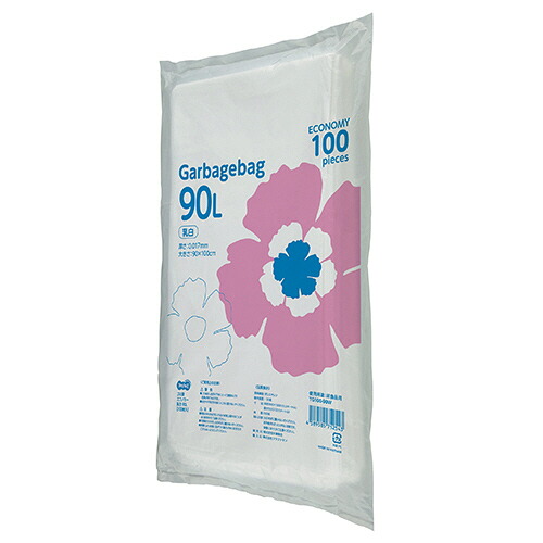 TPS ゴミ袋エコノミー 乳白半透明 90L 1セット(500枚:100枚×5パック)(4589585752543 x5) 取り寄せ商品