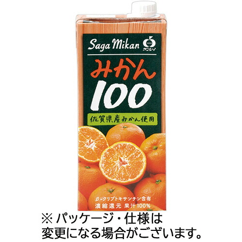 ジェイエイビバレッジ佐賀 みかん100 1L 紙パック(口栓付) 1セット(12本:6本×2ケース)(4908819240326 x12) 取り寄せ商品