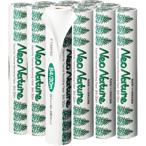 クリエイティア FSC認証感熱FAXロール紙Neo Nature B4 257mm×30m 表発色 1セット(12本)(4946389130159 x1) 取り寄せ商品