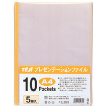 テージー プレゼンテーションファイル A4 10ポケット イエロー 1セット(50冊:5冊×10(4904611010310 x10) 取り寄せ商品