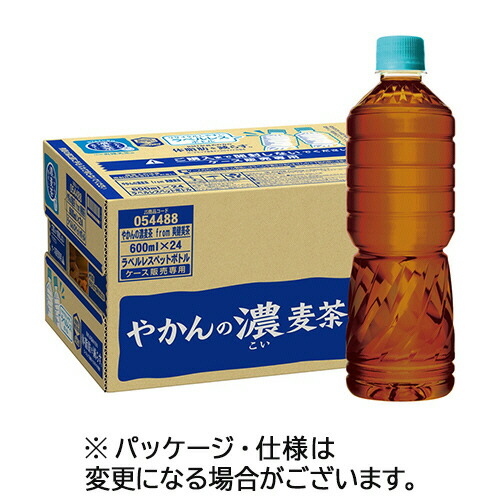 コカ・コーラ やかんの濃麦茶from爽健美茶ラベルレス 600mLペットボトル 1セット(48本:24本×2ケース)(4902102157506 x2) 取り寄せ商品