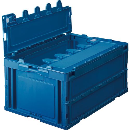 TPS 折りたたみコンテナ フタ付 75L ダークブルー 1セット(10台)(4571347154320 x10) 取り寄せ商品
