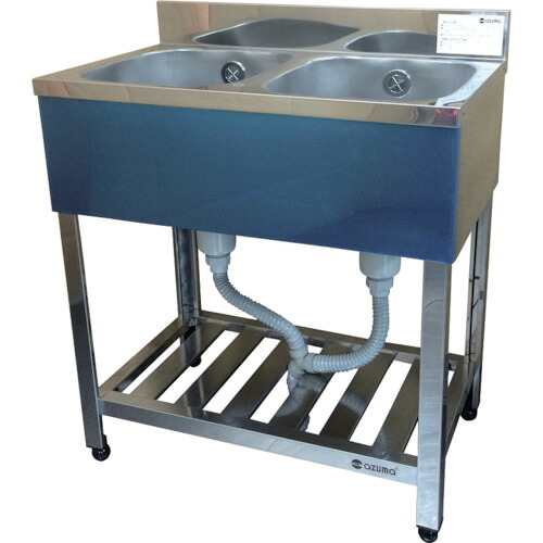 東製作所 二槽シンク(ホース付) 750×450×800 1台(KP2-750) 取り寄せ商品