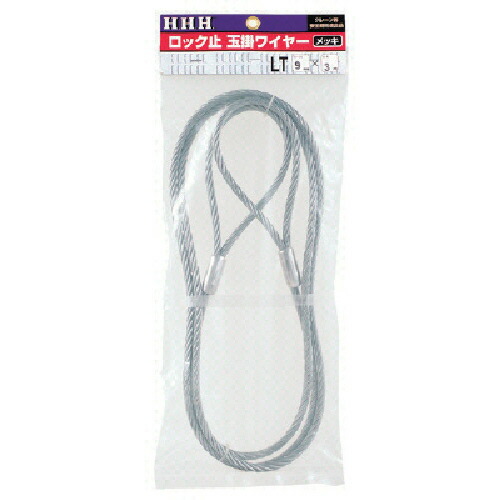 スリーエッチ ロック止玉掛ワイヤー メッキ 12mm×5m 1本(LT12MMX5M) 取り寄せ商品