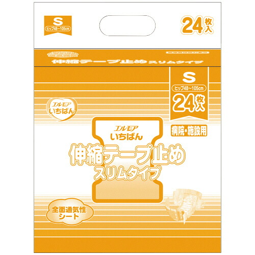 カミ商事 エルモア いちばん 伸縮テープ止め スリム S 1セット(96枚:24枚×4パック)(4971633715493 x4) 取り寄せ商品