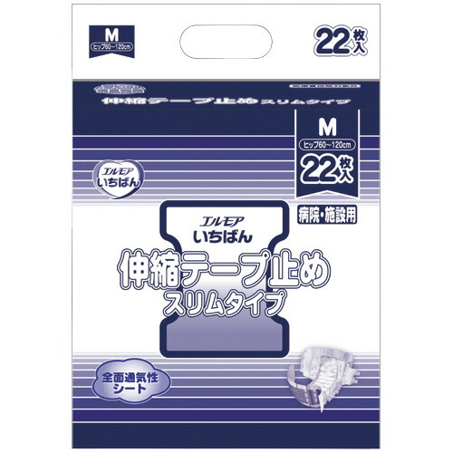 カミ商事 エルモア いちばん 伸縮テープ止め スリム M 1セット(88枚:22枚×4パック)(4971633715516 x4) 取り寄せ商品