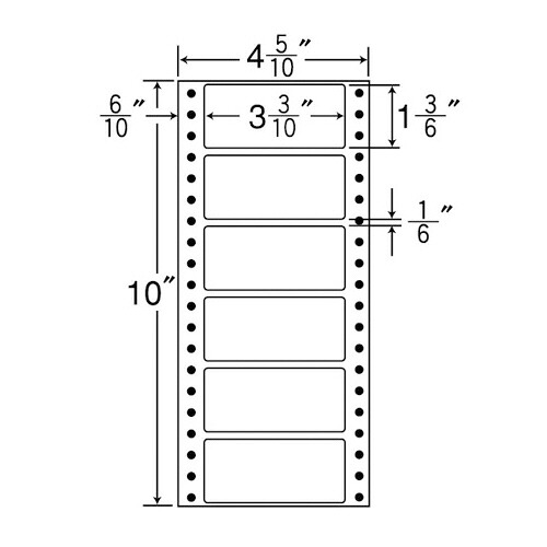 東洋印刷 ナナフォーム 連続ラベル Mタイプ 4_5/10x10インチ 6面 84x38mm 1箱(1000折:500折x2冊)(MM4N) 取り寄せ商品|コンプモト 店