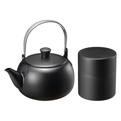 燕三 燕三 ステンレスつる手急須500ml&茶筒(小) 【外面を黒塗装した一風変わった急須と茶筒のセット】(B2159079) 取り寄せ商品