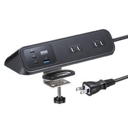 サンワサプライ SANWA SUPPLY クランプ固定式タップ(AC4個口＋USB-C×3＋USB-A×1・PD65W・ブラック)(TAP-B114UC-2BK) メーカー在庫品