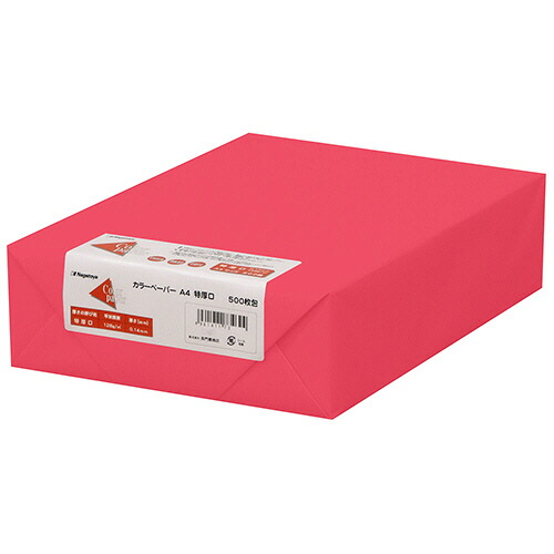 長門屋商店 Color Paper A4 特厚口 あか 1冊(500枚)(ナ-3484) 目安在庫=○|コンプモト 店
