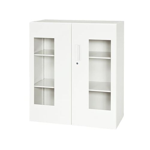 ナビス（アズワン） 収納ユニット(薄型タイプ) 下置き専用 両開き・窓付タイプ (1台)(8-4924-08) 取り寄せ商品