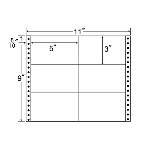 東洋印刷 ナナフォーム 連続ラベル Mタイプ 11×9インチ 6面 127×76mm 荷札サイズ 1箱(500折)(M11A) 取り寄せ商品