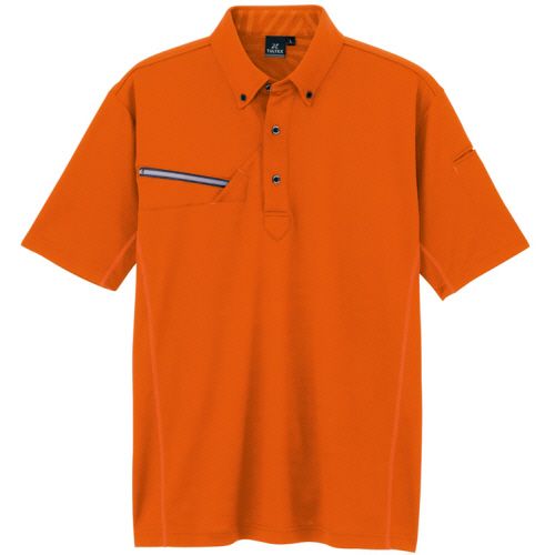 アイトス TULTEX(タルテックス)半袖ボタンダウンポロシャツ 冷感 二重編裏プリントニット オレンジ 6L 1着(AZ-551046-063-6L) 目安在庫=○｜コンプモト　店