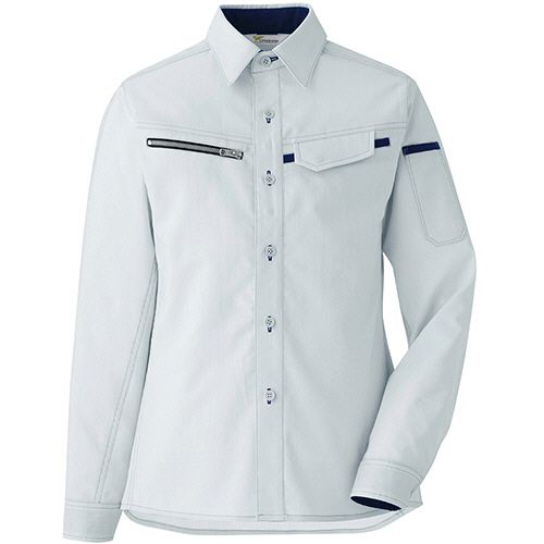 ミドリ安全 帯電防止JISベルデクセルフレックス 女性用 シャツ VELS2531上 シルバーグレー 13号 1着(VELS2531-UE-13) 取り寄せ商品|コンプモト 店