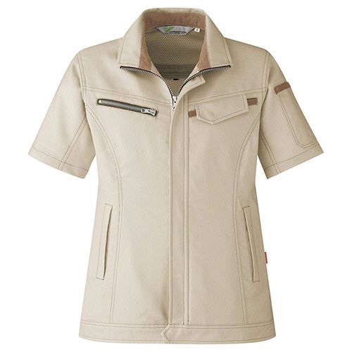 ミドリ安全 帯電防止JISベルデクセル 女性用 半袖ジャンパー VELS520上 アイボリー 17号 1着(VELS520-UE-17) 目安在庫\u003d○